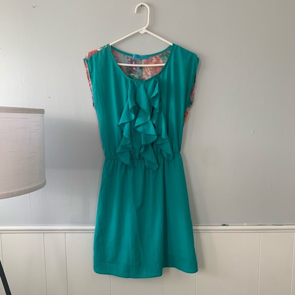 Teal / Floral Dress - Picture 2 of 4